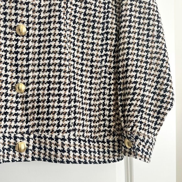 NWT INTERMIX Kiki Tweed Houndstooth Short Jacket in Black Brown Multi Size S - Picture 6 of 9